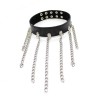 PU leren halsband met kettingen zwart