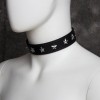 PU leren halsband met sterretjes - zwart