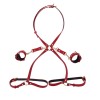 PU leren harnas met handboeien - rood
