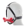 Hoofdharnas met hondenbot mondknevel - rood