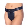 Leren kuisheid slip met 2 gaten en hangslot - M/L