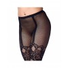 Amorable zwarte panty met bloemen en visnet - one-size