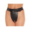 Leren kuisheid slip met 2 gaten en hangslot - M/L