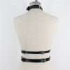 Leren bondageharnas met halsband en buikband