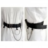 Brede leren BDSM riem met ring en ketting