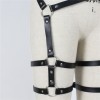 Leren BDSM harnas met twee beenboeien zwart