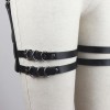 Leren SM heupband met twee beenboeien zwart