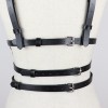 leren bondage harnas schouderbanden zwart