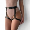 Leren bdsm harnas met beenboeien - zwart