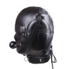 leren bondage hoofdmasker mondknevel zwart