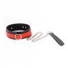 PU leren halsband met riem - rood / zwart