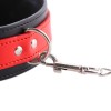 PU leren halsband met riem - rood / zwart karabijnhaak