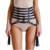 Leren bondageharnas met hangers - zwart