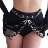 leren bondageharnas met riemen en ringen zwart
