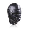 leren hoofdmasker mondknevel zwart