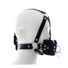 leren masker met gag en riem - zwart mouth gag