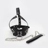 leren masker met gag en riem - zwart riem