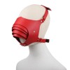 leren masker met mond opening - rood 