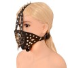 Leren masker met spikes - zwart spikes