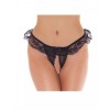 Amorable open tanga met ruches - zwart