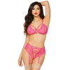 Roze BH set met jarretels - one-size