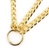 Metalen gouden halsband met ketting metalen ring