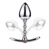 metalen butt plug ei met rood kristal