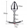 metalen butt plug ei met rood kristal 30 mm