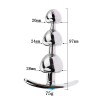 Metalen buttplug met blauw kristal 28 - 97 mm drie kralen