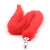 Metalen anaal plug met rode foxtail