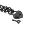 metalen zwarte bondage halsband met hartjes hangslot