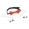 Mondknevel hondenbot met tepelklemmen - rood bdsm