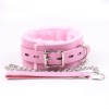 pu leren halsband bont roze