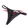 pu leren dames string zwart rood veter