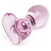 roze glazen anale plug hartvormige voet