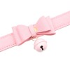 PU leren halsband met strik en kattenbel - roze strik
