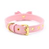 PU leren halsband met strik en kattenbel - roze achterzijde