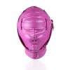 roze leren bondage hoofdmasker geblindeerd