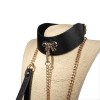 rubberen bondage halsband gouden strikje aanlijnriem