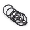 Rubberen cockringen sleeve met PU leren band - zwart