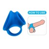 siliconen penis ring met splitter sleeve blauw