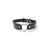smalle pu leren bdsm halsband harten ring