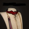 pu leren halsband vleermuis aanlijnketting