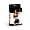 wetlook bikini + rokje set - kleur zwart