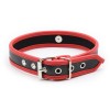 PU leren halsband met ring - rood / zwart achterzijde
