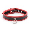 PU leren halsband met ring - rood / zwart