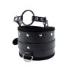 zwarte bondage halsband met riem en ring gag