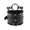 zwarte halsband met riem en ring gag