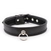 PU leren halsband met ring - zwart