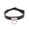 Dunne zwarte halsband met ring